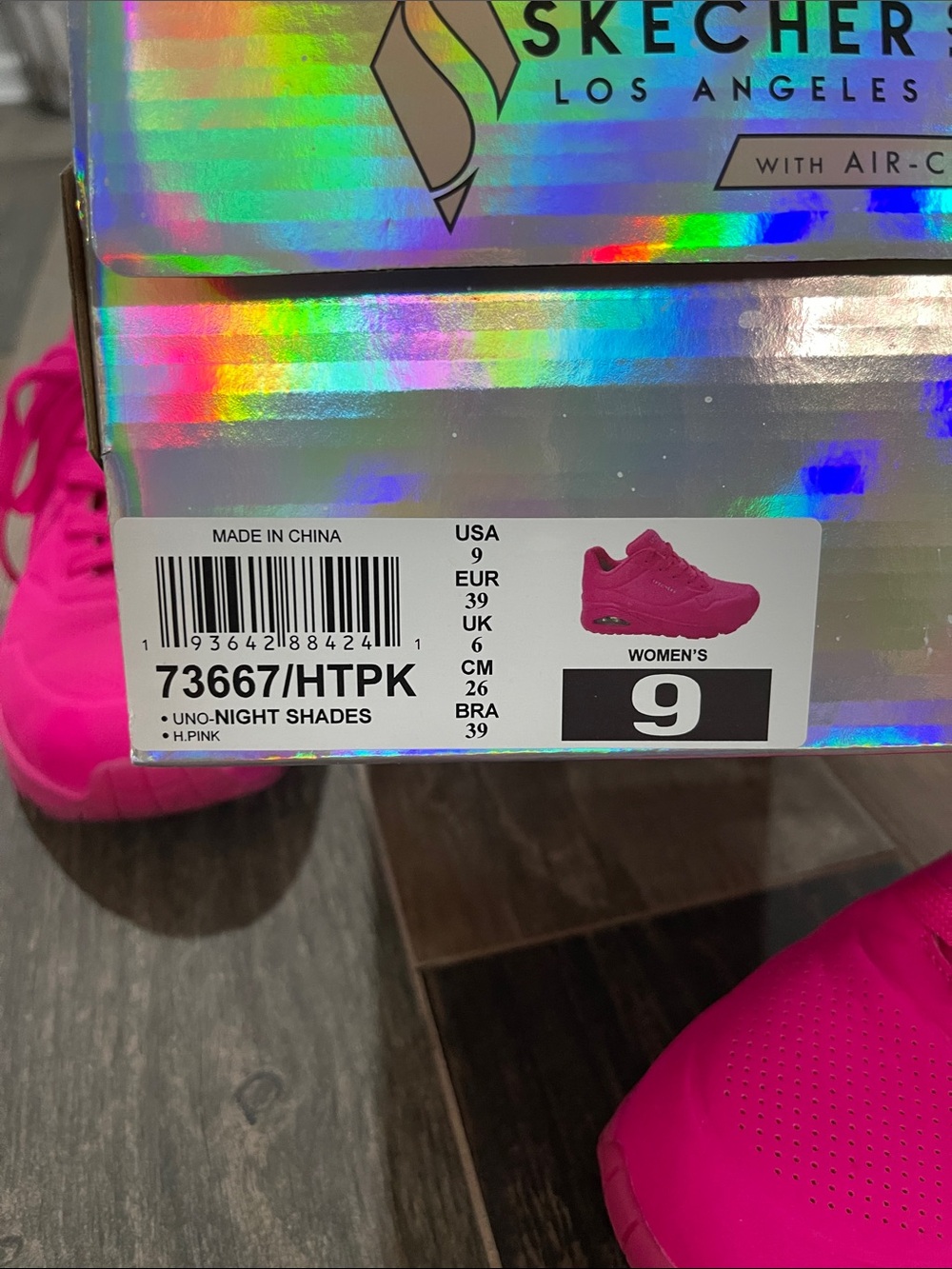 Skechers Women’s Neon Pink Lace-Up Athletic Sneakers - Picture 4 of 4